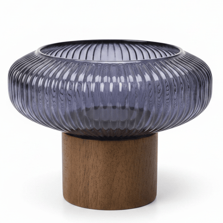 AKDC Wooden Footed Purple Glass Candy Bowl for Dry Fruits, Nuts & Table Decoration 15 × 15 cm - Al Kabayel Discount CentreAKDC Wooden Footed Purple Glass Candy Bowl for Dry Fruits, Nuts & Table Decoration 15 × 15 cmBowlsAKDCAl Kabayel Discount Centre