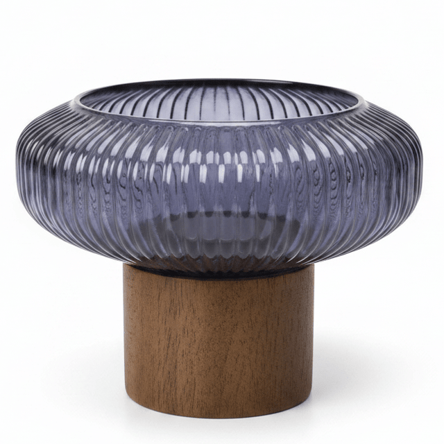 AKDC Wooden Footed Purple Glass Candy Bowl for Dry Fruits, Nuts & Table Decoration 15 × 15 cm - Al Kabayel Discount CentreAKDC Wooden Footed Purple Glass Candy Bowl for Dry Fruits, Nuts & Table Decoration 15 × 15 cmBowlsAKDCAl Kabayel Discount Centre