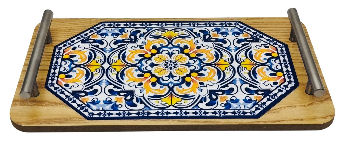 AKDC Wooden Serving Tray with Handle 34cm*19cm*1cm, Multicolour Floral Design - Al Kabayel Discount CentreAKDC Wooden Serving Tray with Handle 34cm*19cm*1cm, Multicolour Floral DesignServing TraysAKDCAl Kabayel Discount Centre