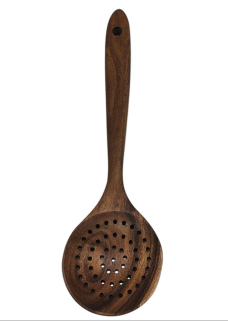 AKDC WoodenSlotted Spoon Long Handle Skimmer Teak Kitchen - 29cmX8cm - Al Kabayel Discount CentreAKDC WoodenSlotted Spoon Long Handle Skimmer Teak Kitchen - 29cmX8cmCookware AccessoriesAKDCAl Kabayel Discount Centre