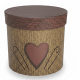 AKDC Woodgrain Tan Round Cardboard Gift Box with Primitive Heart Design Lid for Rustic Gift Packaging, Decor & Storage – 13×13 cm - Al Kabayel Discount CentreAKDC Woodgrain Tan Round Cardboard Gift Box with Primitive Heart Design Lid for Rustic Gift Packaging, Decor & Storage – 13×13 cmPacking & Wrapping SuppliesAKDCAl Kabayel Discount Centre