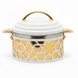 Al Habbai Elegant White & Gold Insulated Hot Pot for Food Storage, Heat Retention & Serving – 17x13cm - Al Kabayel Discount CentreAl Habbai Elegant White & Gold Insulated Hot Pot for Food Storage, Heat Retention & Serving – 17x13cmCasserolesAL HABBAIAl Kabayel Discount Centre