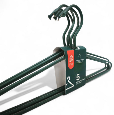 Al Kabayel Pu Leather Coated Wire Hangers â€“ Set of 5 Green - Al Kabayel Discount CentreAl Kabayel Pu Leather Coated Wire Hangers â€“ Set of 5 GreenOrganizers & AccessoriesAKDCAl Kabayel Discount Centre