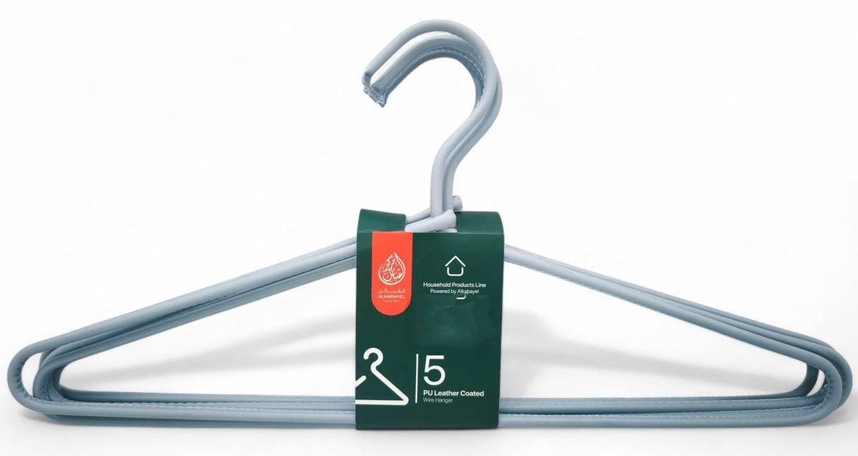 Al Kabayel Pu Leather Coated Wire Hangers â€“ Set of 5 Grey - Al Kabayel Discount CentreAl Kabayel Pu Leather Coated Wire Hangers â€“ Set of 5 GreyOrganizers & AccessoriesAKDCAl Kabayel Discount Centre
