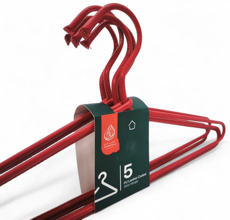 Al Kabayel Pu Leather Coated Wire Hangers â€“ Set of 5 Red - Al Kabayel Discount CentreAl Kabayel Pu Leather Coated Wire Hangers â€“ Set of 5 RedOrganizers & AccessoriesAKDCAl Kabayel Discount Centre
