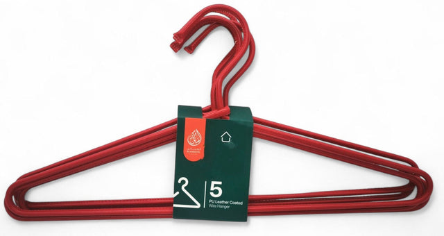 Al Kabayel Pu Leather Coated Wire Hangers â€“ Set of 5 Red - Al Kabayel Discount CentreAl Kabayel Pu Leather Coated Wire Hangers â€“ Set of 5 RedOrganizers & AccessoriesAKDCAl Kabayel Discount Centre