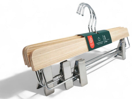 Al Kabayel Wooden Hangers With Clips â€“ 3 - Pack - Al Kabayel Discount CentreAl Kabayel Wooden Hangers With Clips â€“ 3 - PackOrganizers & AccessoriesAKDCAl Kabayel Discount Centre
