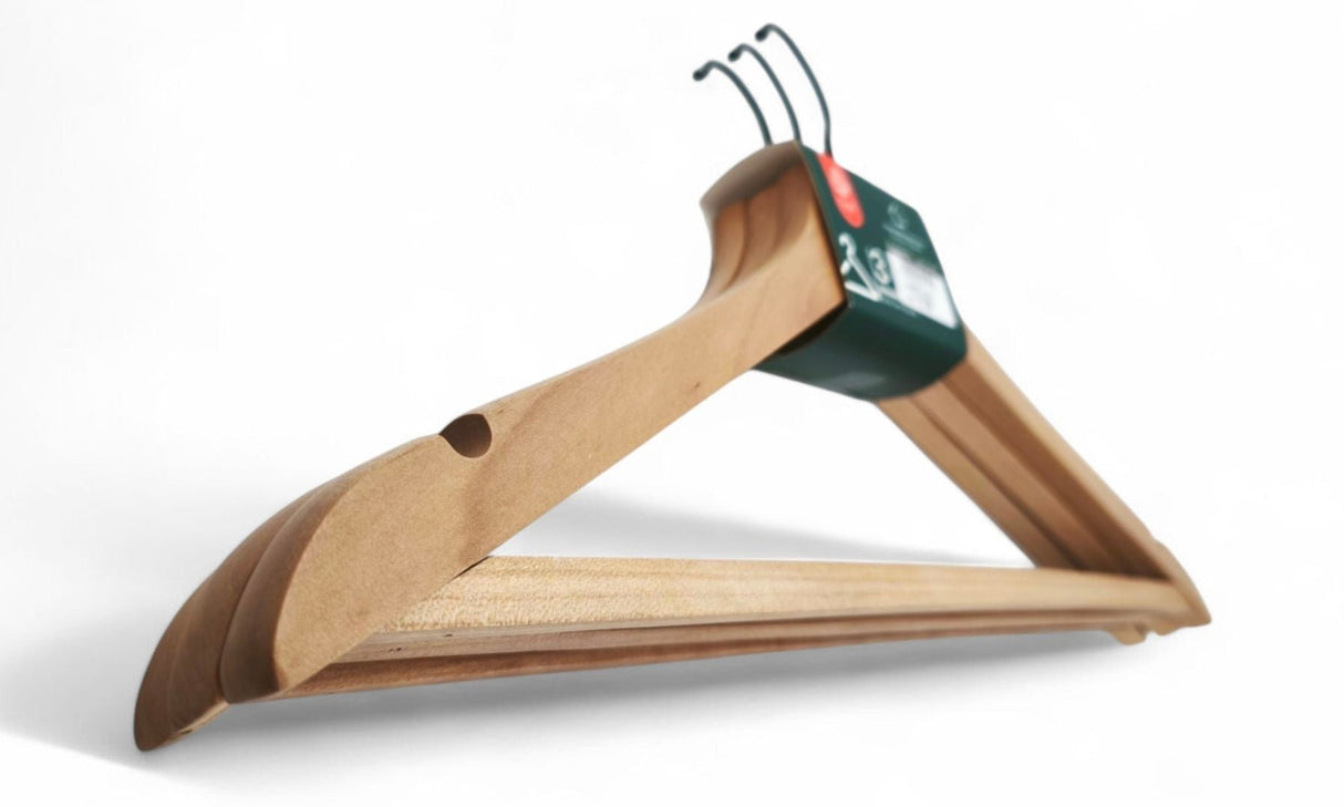 Al Kabayel Wooden Hangers With Non - Slip Bar â€“ 3 - Pack - Al Kabayel Discount CentreAl Kabayel Wooden Hangers With Non - Slip Bar â€“ 3 - PackOrganizers & AccessoriesAKDCAl Kabayel Discount Centre