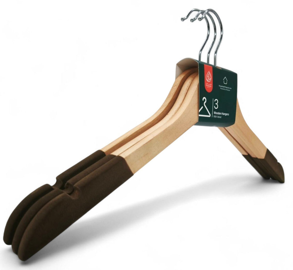 Al Kabayel Wooden Hangers With Velvetâ€“ 3 - Pack - Al Kabayel Discount CentreAl Kabayel Wooden Hangers With Velvetâ€“ 3 - PackOrganizers & AccessoriesAKDCAl Kabayel Discount Centre