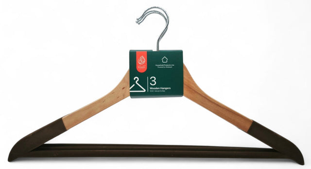 Al Kabayel Wooden Hangers With Velvet Bar â€“ 3 - Pack - Al Kabayel Discount CentreAl Kabayel Wooden Hangers With Velvet Bar â€“ 3 - PackOrganizers & AccessoriesAKDCAl Kabayel Discount Centre