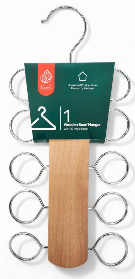 Al Kabayel Wooden Scarf Hanger â€“ 10 Holders - Al Kabayel Discount CentreAl Kabayel Wooden Scarf Hanger â€“ 10 HoldersOrganizers & AccessoriesAKDCAl Kabayel Discount Centre