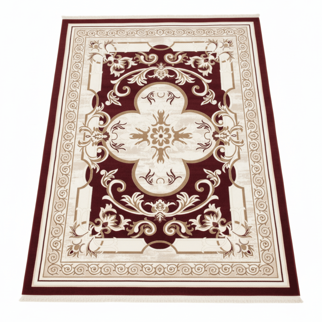 Allora Classic Floral Medallion Carpet | Red & Ivory White | 300×400 cm | Premium Polypropylene | Made in Turkey | Stain-Resistant | Living Room, Majlis & Dining Area Rug - Al Kabayel Discount CentreAllora Classic Floral Medallion Carpet | Red & Ivory White | 300×400 cm | Premium Polypropylene | Made in Turkey | Stain-Resistant | Living Room, Majlis & Dining Area RugDoormatsALLORAAl Kabayel Discount Centre
