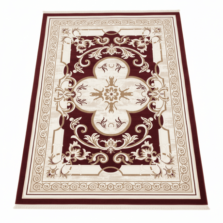 Allora Classic Floral Medallion Carpet | Red & Ivory White | 300×400 cm | Premium Polypropylene | Made in Turkey | Stain-Resistant | Living Room, Majlis & Dining Area Rug - Al Kabayel Discount CentreAllora Classic Floral Medallion Carpet | Red & Ivory White | 300×400 cm | Premium Polypropylene | Made in Turkey | Stain-Resistant | Living Room, Majlis & Dining Area RugDoormatsALLORAAl Kabayel Discount Centre