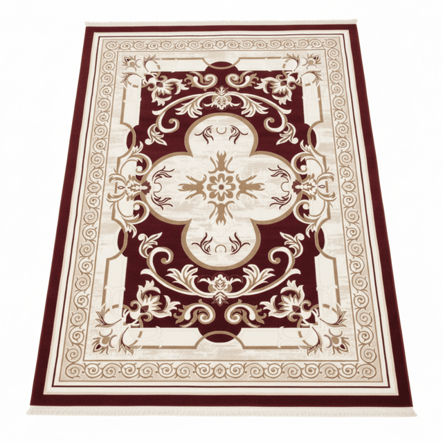 Allora Classic Floral Medallion Carpet | Red & Ivory White | 300×400 cm | Premium Polypropylene | Made in Turkey | Stain-Resistant | Living Room, Majlis & Dining Area Rug - Al Kabayel Discount CentreAllora Classic Floral Medallion Carpet | Red & Ivory White | 300×400 cm | Premium Polypropylene | Made in Turkey | Stain-Resistant | Living Room, Majlis & Dining Area RugDoormatsALLORAAl Kabayel Discount Centre