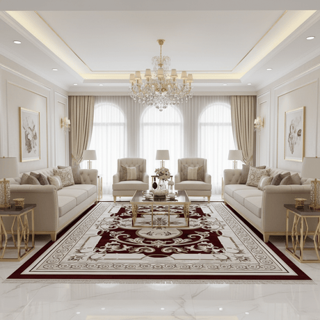 Allora Classic Floral Medallion Carpet | Red & Ivory White | 300×400 cm | Premium Polypropylene | Made in Turkey | Stain-Resistant | Living Room, Majlis & Dining Area Rug - Al Kabayel Discount CentreAllora Classic Floral Medallion Carpet | Red & Ivory White | 300×400 cm | Premium Polypropylene | Made in Turkey | Stain-Resistant | Living Room, Majlis & Dining Area RugDoormatsALLORAAl Kabayel Discount Centre