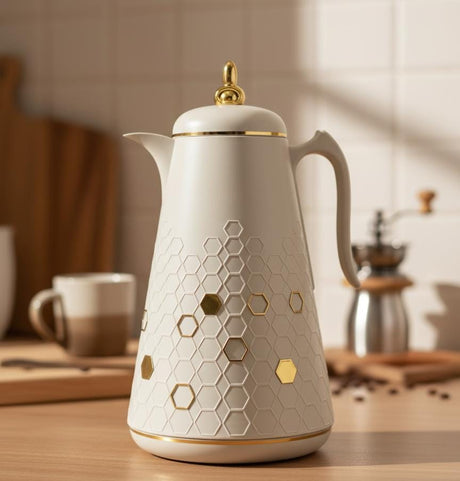 Almarjan 1 Litre Vacuum Flask Gray with Gold Color – Strong, Insulated & Perfect for Tea, Coffee and Water - Al Kabayel Discount CentreAlmarjan 1 Litre Vacuum Flask Gray with Gold Color – Strong, Insulated & Perfect for Tea, Coffee and WaterThermosALMARJANAl Kabayel Discount Centre