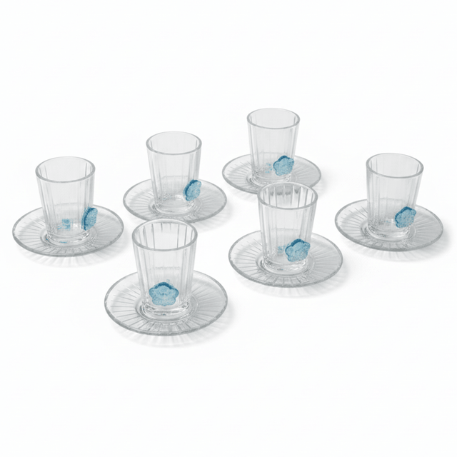 Almarjan 12 - Piece Glass Tea Set with Elegant Blue Floral Design for Serving Tea & Guests – 150 ml Cups - Al Kabayel Discount CentreAlmarjan 12 - Piece Glass Tea Set with Elegant Blue Floral Design for Serving Tea & Guests – 150 ml CupsTumblersALMARJANAl Kabayel Discount Centre
