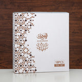 Almarjan 18 - Piece Tea & Cawa Cup Set – Borosilicate, Steel & Porcelain with Leaf & Star Design (12196 - 2) - Al Kabayel Discount CentreAlmarjan 18 - Piece Tea & Cawa Cup Set – Borosilicate, Steel & Porcelain with Leaf & Star Design (12196 - 2)Tea SetsALMARJANAl Kabayel Discount Centre