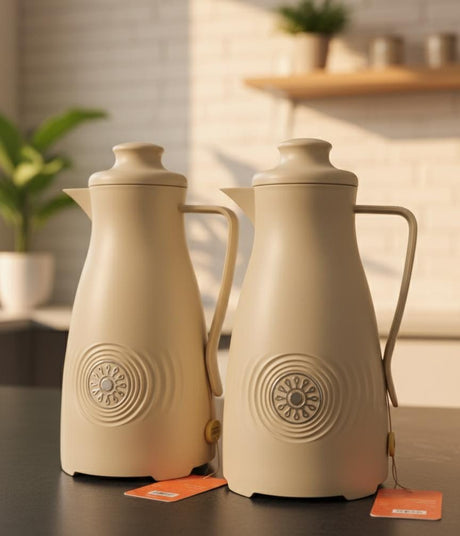 Almarjan 2 - Piece 1 Litre Vacuum Flask Set Cream with Silver Color – Elegant Design, Strong Build & Perfect for Hot or Cold Beverages - Al Kabayel Discount CentreAlmarjan 2 - Piece 1 Litre Vacuum Flask Set Cream with Silver Color – Elegant Design, Strong Build & Perfect for Hot or Cold BeveragesThermosALMARJANAl Kabayel Discount Centre