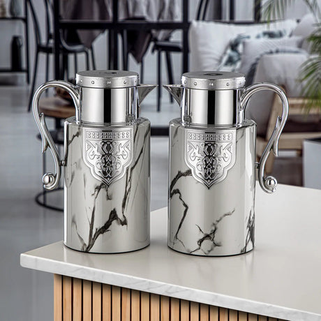 Almarjan 2 Pieces Vacuum Flask Set Marble & Silver - FG207 AB - 100 GRMR/C - Al Kabayel Discount CentreAlmarjan 2 Pieces Vacuum Flask Set Marble & Silver - FG207 AB - 100 GRMR/CThermosALMARJANAl Kabayel Discount Centre
