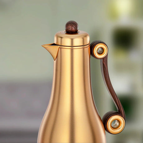 Almarjan 2 Pieces Vacuum Flask Set, Matt Gold & Dark Wood - Al Kabayel Discount CentreAlmarjan 2 Pieces Vacuum Flask Set, Matt Gold & Dark WoodThermosALMARJANAl Kabayel Discount Centre