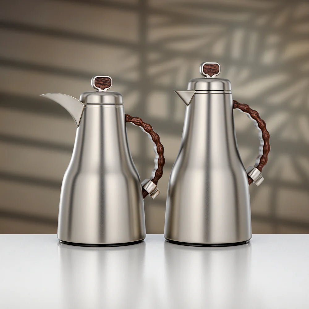 Almarjan 2 Pieces Vacuum Flask Set, Matt Nickel & Dark Wood - Al Kabayel Discount CentreAlmarjan 2 Pieces Vacuum Flask Set, Matt Nickel & Dark WoodThermosALMARJANAl Kabayel Discount Centre