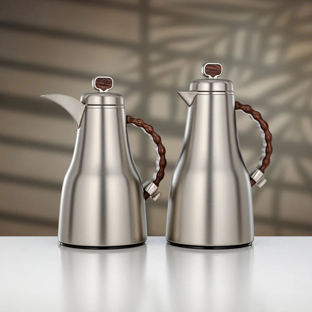 Almarjan 2 Pieces Vacuum Flask Set, Matt Nickel & Dark Wood - Al Kabayel Discount CentreAlmarjan 2 Pieces Vacuum Flask Set, Matt Nickel & Dark WoodThermosALMARJANAl Kabayel Discount Centre