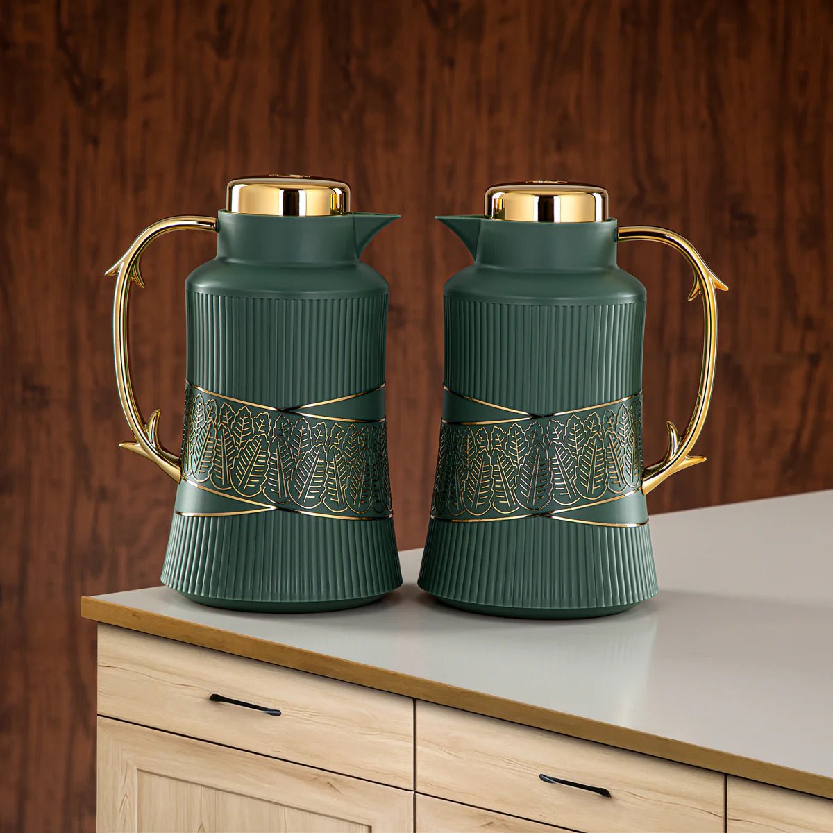 Almarjan 2 Pieces Vacuum Flask Set Sage Green & Gold - GT112AB - 100 NGR/G - Al Kabayel Discount CentreAlmarjan 2 Pieces Vacuum Flask Set Sage Green & Gold - GT112AB - 100 NGR/GThermosALMARJANAl Kabayel Discount Centre