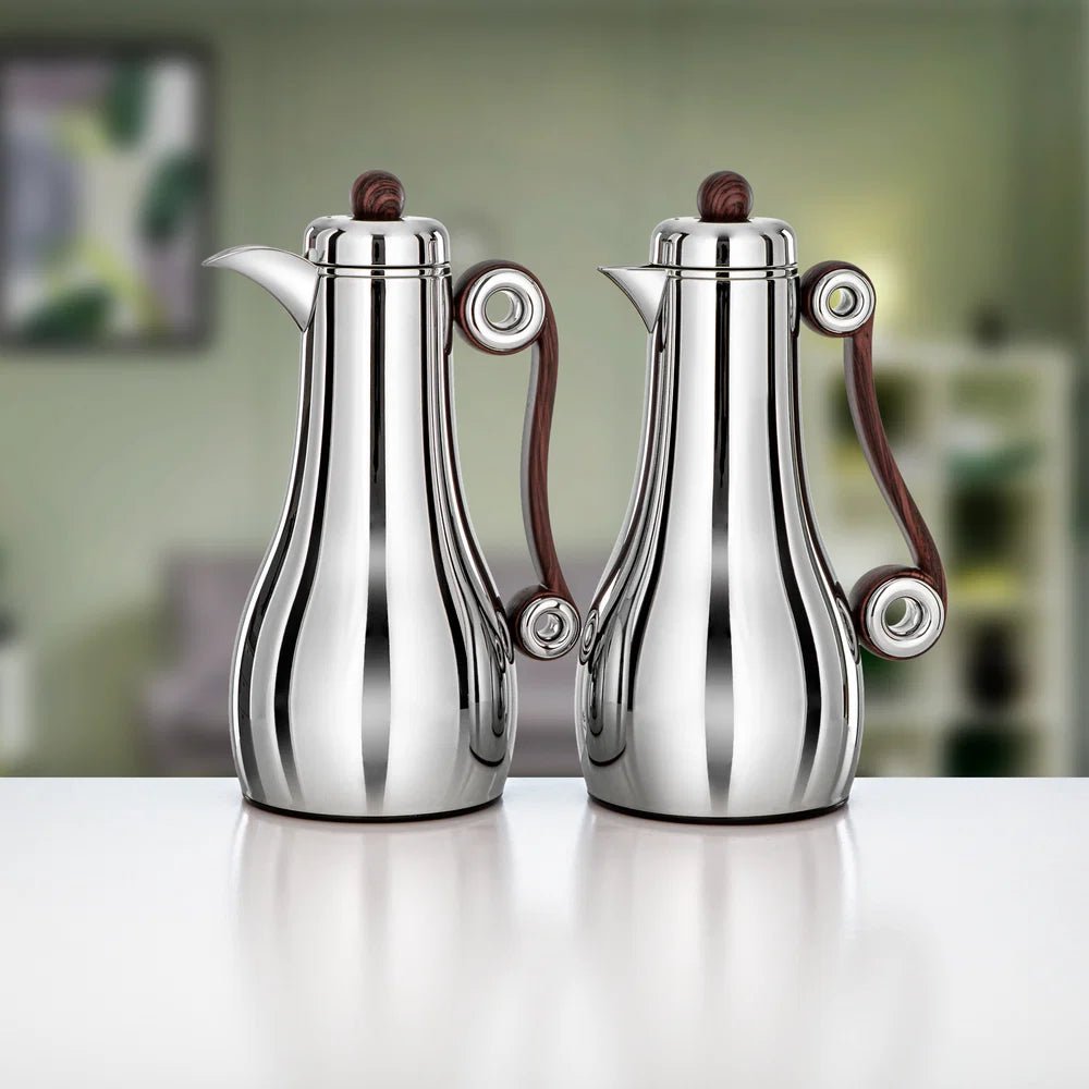 Almarjan 2 Pieces Vacuum Flask Set, Silver & Dark Wood - Al Kabayel Discount CentreAlmarjan 2 Pieces Vacuum Flask Set, Silver & Dark WoodThermosALMARJANAl Kabayel Discount Centre