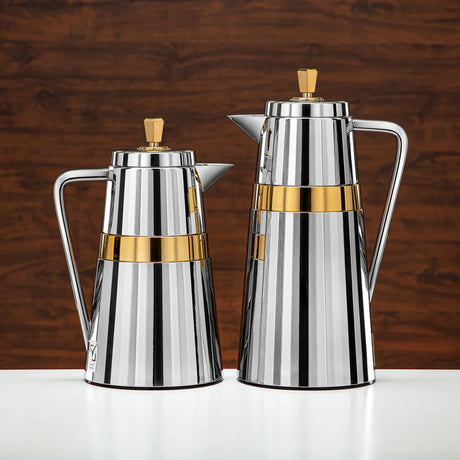 Almarjan 2 Pieces Vacuum Flask Set Silver & Gold 1 Liter And 0.7 Liter - Al Kabayel Discount CentreAlmarjan 2 Pieces Vacuum Flask Set Silver & Gold 1 Liter And 0.7 LiterThermosALMARJANAl Kabayel Discount Centre