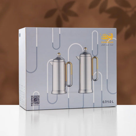 Almarjan 2 Pieces Vacuum Flask Set, Silver & Tiffany Marble - Al Kabayel Discount CentreAlmarjan 2 Pieces Vacuum Flask Set, Silver & Tiffany MarbleThermosALMARJANAl Kabayel Discount Centre