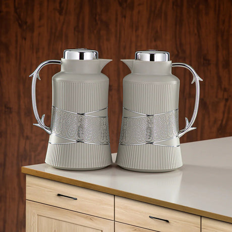 Almarjan 2 Pieces Vacuum Flask Set Soft Grey & Silver - GT112AB - 100 SG/C - Al Kabayel Discount CentreAlmarjan 2 Pieces Vacuum Flask Set Soft Grey & Silver - GT112AB - 100 SG/CThermosALMARJANAl Kabayel Discount Centre