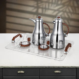 Almarjan 21 Pieces Tea & Coffee Set, Brushed Silver & Dark Wood - Al Kabayel Discount CentreAlmarjan 21 Pieces Tea & Coffee Set, Brushed Silver & Dark WoodTea SetsALMARJANAl Kabayel Discount Centre