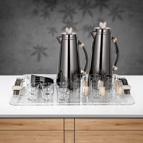Almarjan 21 Pieces Tea & Coffee Set, Gun Black & Travertine Marble - Al Kabayel Discount CentreAlmarjan 21 Pieces Tea & Coffee Set, Gun Black & Travertine MarbleTea SetsALMARJANAl Kabayel Discount Centre