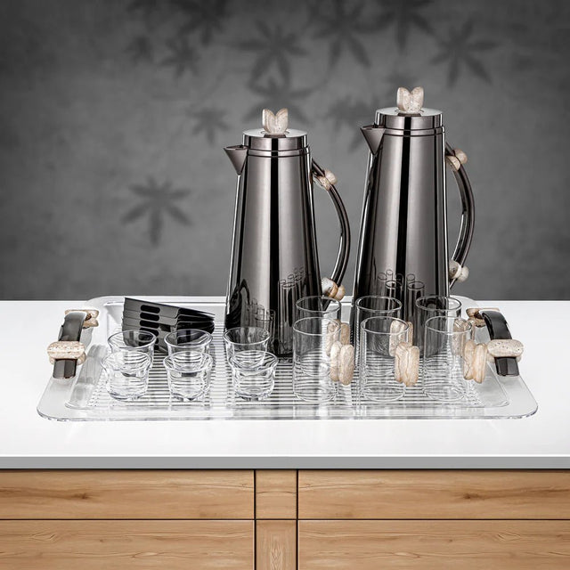 Almarjan 21 Pieces Tea & Coffee Set, Gun Black & Travertine Marble - Al Kabayel Discount CentreAlmarjan 21 Pieces Tea & Coffee Set, Gun Black & Travertine MarbleTea SetsALMARJANAl Kabayel Discount Centre