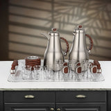 Almarjan 21 Pieces Tea & Coffee Set, Matt Nickel & Dark Wood - Al Kabayel Discount CentreAlmarjan 21 Pieces Tea & Coffee Set, Matt Nickel & Dark WoodTea SetsALMARJANAl Kabayel Discount Centre