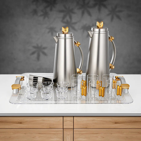 Almarjan 21 Pieces Tea & Coffee Set, Matt Nickel & Matt Gold - Al Kabayel Discount CentreAlmarjan 21 Pieces Tea & Coffee Set, Matt Nickel & Matt GoldTea SetsALMARJANAl Kabayel Discount Centre