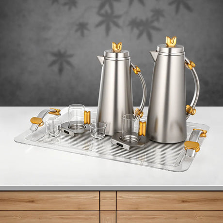 Almarjan 21 Pieces Tea & Coffee Set, Matt Nickel & Matt Gold - Al Kabayel Discount CentreAlmarjan 21 Pieces Tea & Coffee Set, Matt Nickel & Matt GoldTea SetsALMARJANAl Kabayel Discount Centre