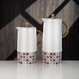 Almarjan 2pcs Vaccum Flask 0.6L+1L, Keeps Tea & Coffee Hot & Cold for 12hr, White/Gold - SJ28WG - Al Kabayel Discount CentreAlmarjan 2pcs Vaccum Flask 0.6L+1L, Keeps Tea & Coffee Hot & Cold for 12hr, White/Gold - SJ28WGThermosALMARJANAl Kabayel Discount Centre
