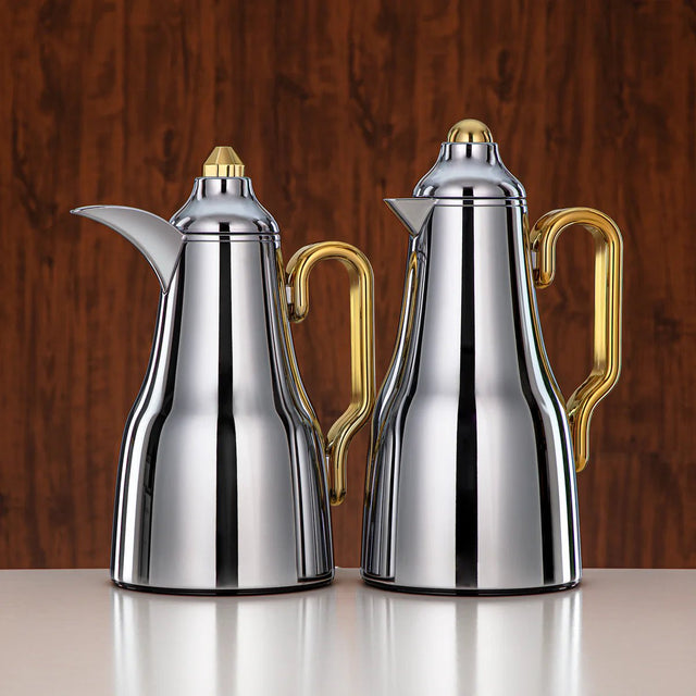 Almarjan 2pcs Vacuum Flask Set Metal Body Silver & Gold 0.7L + 1L (FG814 - 070/100 C/G) - Al Kabayel Discount CentreAlmarjan 2pcs Vacuum Flask Set Metal Body Silver & Gold 0.7L + 1L (FG814 - 070/100 C/G)ThermosALMARJANAl Kabayel Discount Centre