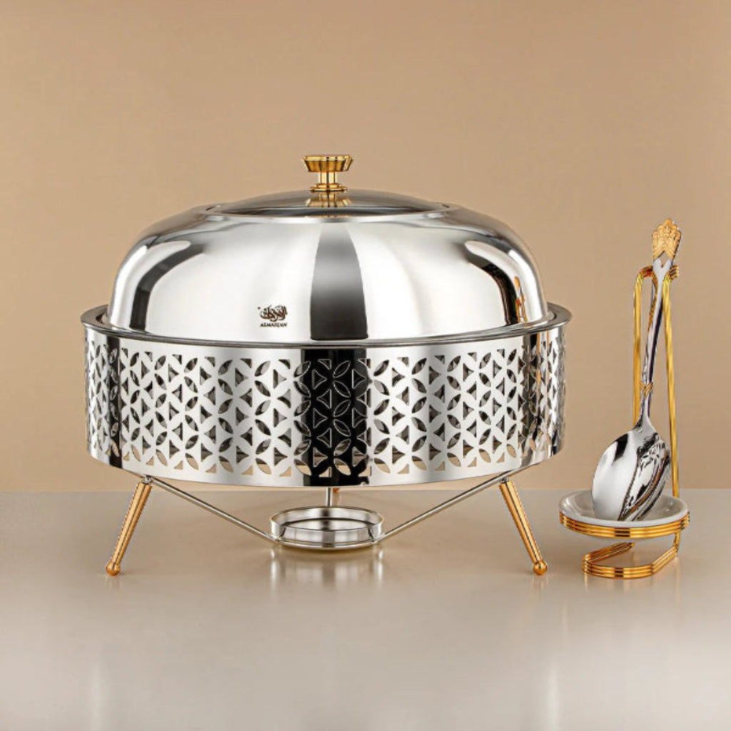 Almarjan Chafing Dish, Silver & Gold, 6500ML (STS0013313) Ramadan & Eid Buffets - Al Kabayel Discount CentreAlmarjan Chafing Dish, Silver & Gold, 6500ML (STS0013313) Ramadan & Eid BuffetsWarmersALMARJANAl Kabayel Discount Centre
