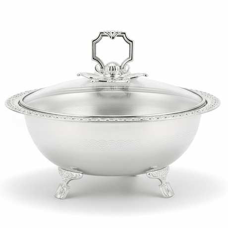 Almarjan Classic Silver Metal Dates Bowl with Clear Glass Lid for Everyday Serving – 20cm - Al Kabayel Discount CentreAlmarjan Classic Silver Metal Dates Bowl with Clear Glass Lid for Everyday Serving – 20cmBowlsALMARJANAl Kabayel Discount Centre
