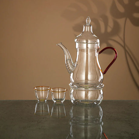 Almarjan Coffee Set 8 Pieces, Borosilicate Glass, Clear & Amber (GLS0010130) - Elegant Serveware - Al Kabayel Discount CentreAlmarjan Coffee Set 8 Pieces, Borosilicate Glass, Clear & Amber (GLS0010130) - Elegant ServewareTea SetsALMARJANAl Kabayel Discount Centre