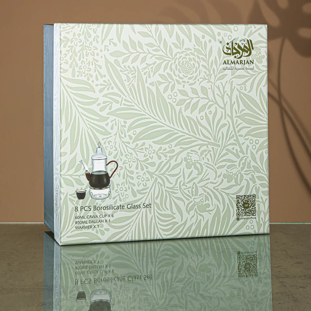 Almarjan Coffee Set 8 Pieces, Borosilicate Glass, Clear & Green (GLS0010131) - Elegant Serveware - Al Kabayel Discount CentreAlmarjan Coffee Set 8 Pieces, Borosilicate Glass, Clear & Green (GLS0010131) - Elegant ServewareTea SetsALMARJANAl Kabayel Discount Centre