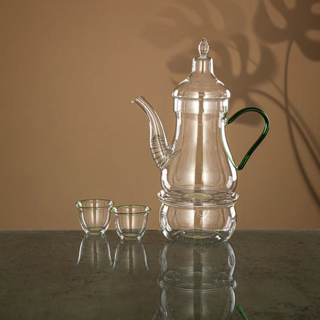 Almarjan Coffee Set 8 Pieces, Borosilicate Glass, Clear & Green (GLS0010131) - Elegant Serveware - Al Kabayel Discount CentreAlmarjan Coffee Set 8 Pieces, Borosilicate Glass, Clear & Green (GLS0010131) - Elegant ServewareTea SetsALMARJANAl Kabayel Discount Centre