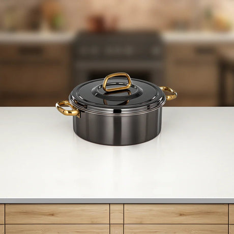 Almarjan Diana Hot Pot 25 cm Gun Black & Gold - Al Kabayel Discount CentreAlmarjan Diana Hot Pot 25 cm Gun Black & GoldCasserolesALMARJANAl Kabayel Discount Centre