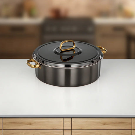 Almarjan Diana Hot Pot 30 cm Gun Black & Gold - Al Kabayel Discount CentreAlmarjan Diana Hot Pot 30 cm Gun Black & GoldCasserolesALMARJANAl Kabayel Discount Centre