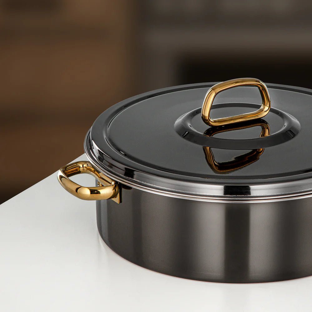 Almarjan Diana Hot Pot 30 cm Gun Black & Gold - Al Kabayel Discount CentreAlmarjan Diana Hot Pot 30 cm Gun Black & GoldCasserolesALMARJANAl Kabayel Discount Centre
