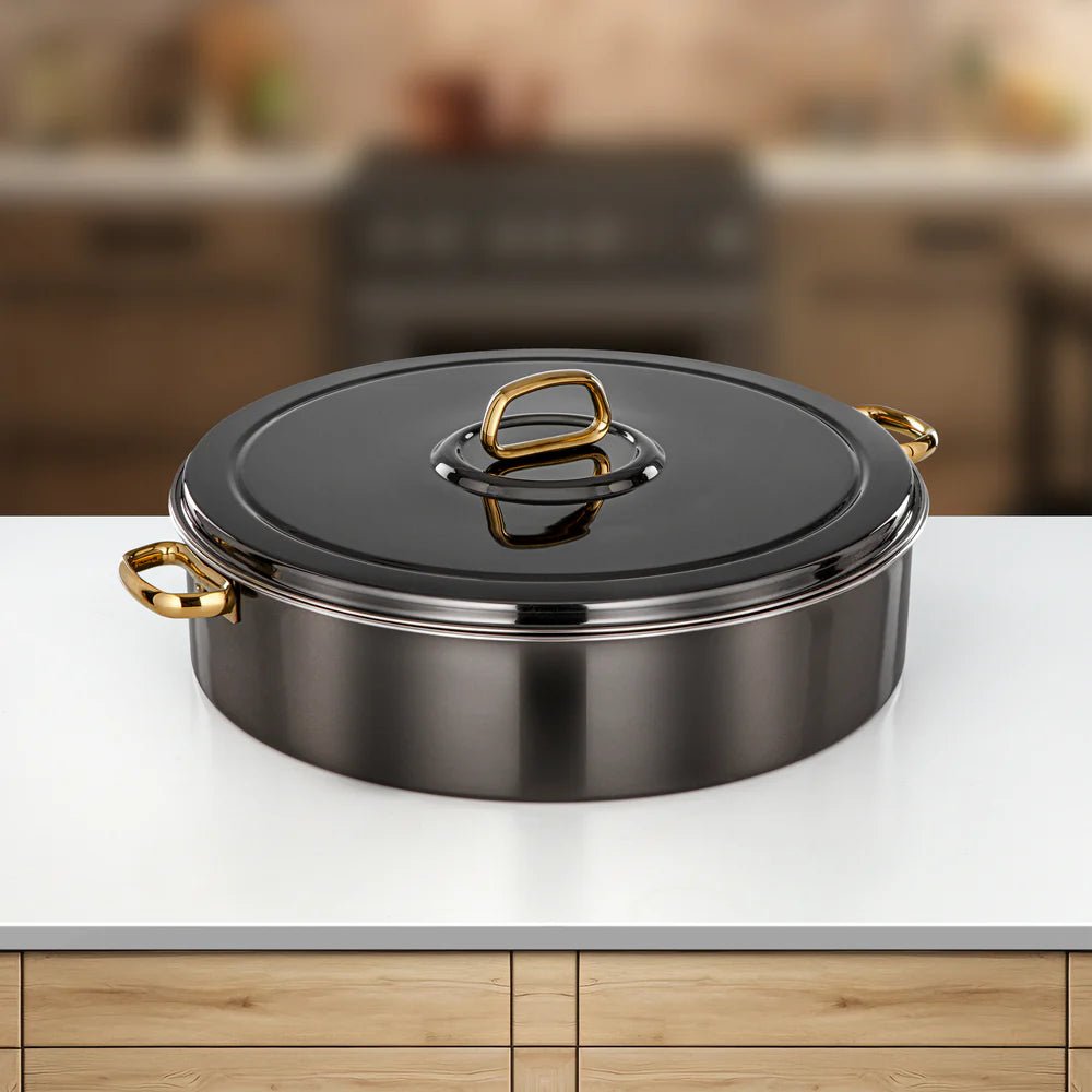 Almarjan Diana Hot Pot 40 cm Gun Black & Gold - Al Kabayel Discount CentreAlmarjan Diana Hot Pot 40 cm Gun Black & GoldCasserolesALMARJANAl Kabayel Discount Centre