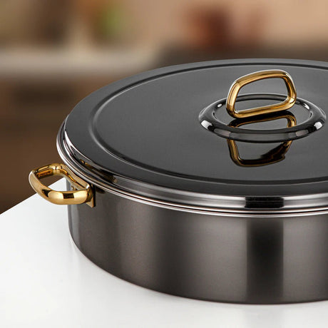 Almarjan Diana Hot Pot 40 cm Gun Black & Gold - Al Kabayel Discount CentreAlmarjan Diana Hot Pot 40 cm Gun Black & GoldCasserolesALMARJANAl Kabayel Discount Centre